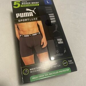 Puma Sportluxe Men's Boxer Briefs - Black 5 Pack